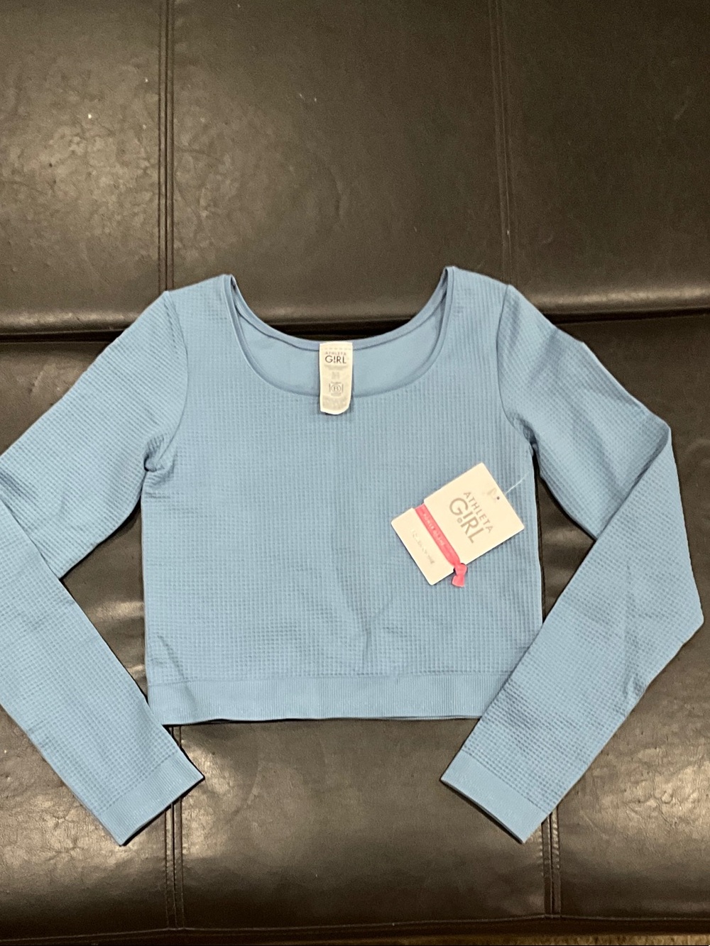Athleta Girl Light Blue Waffle Knit Crop Top
